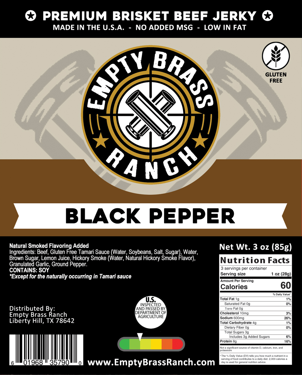 Premium Brisket Black Pepper Beef Jerky
